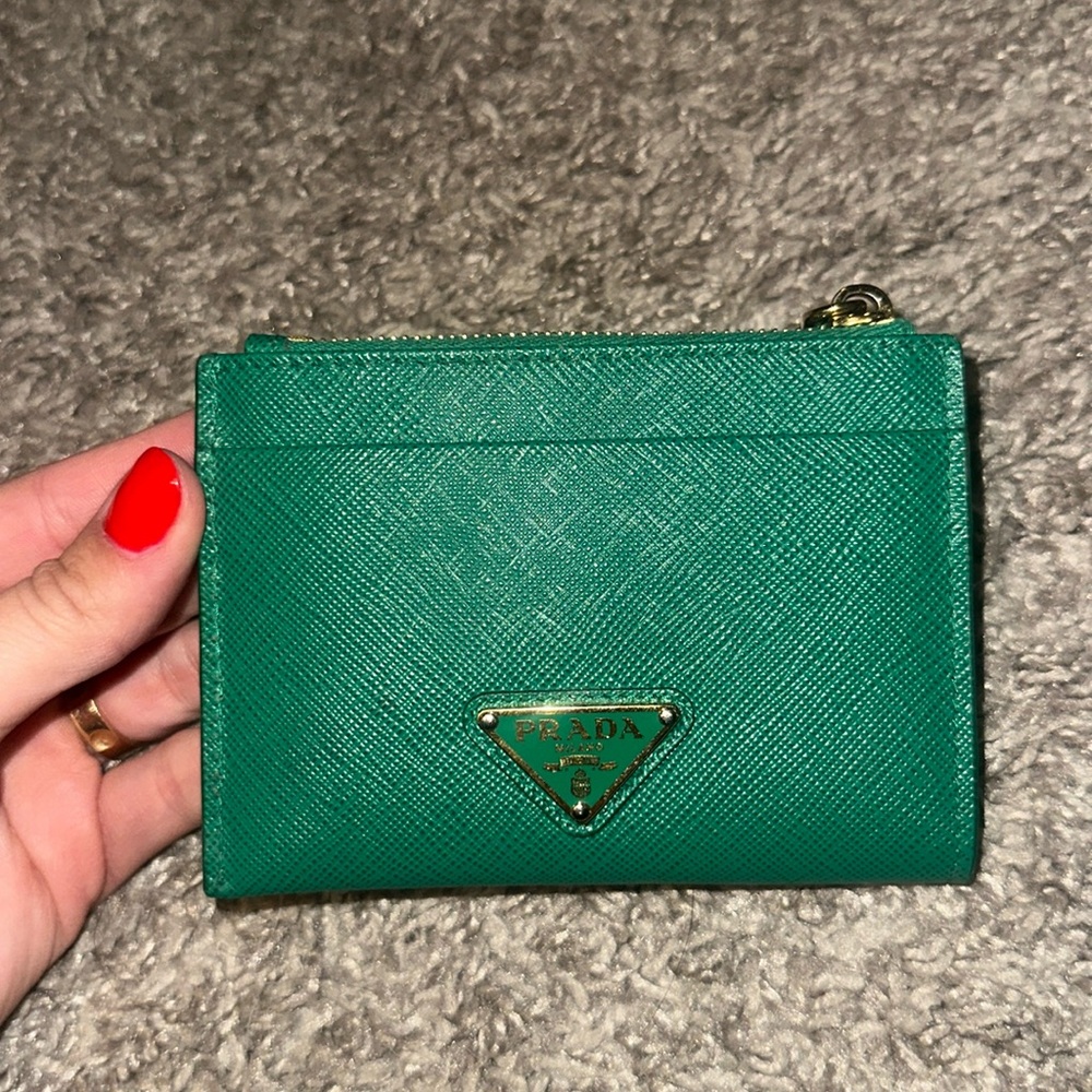 Prada card holder with zipper pouch